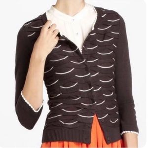 ANTHROPOLOGIE LITTLE YELLOW BIRD Scalloped Ruffle Wool Winter Waves Snap…